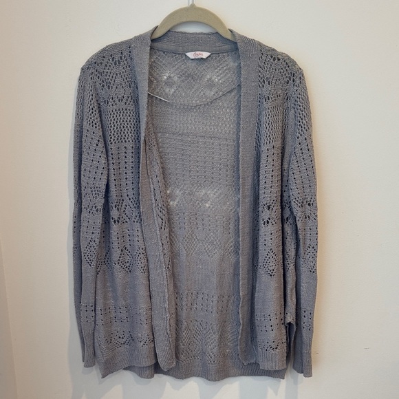Chico's Light Gray Open-Knit Cardigan - Picture 1 of 4